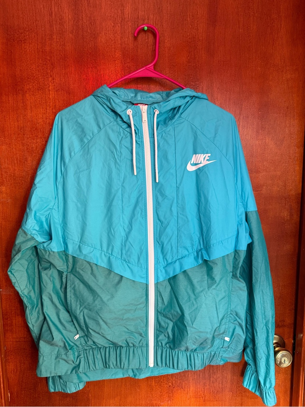 Nike Woman’s Teal & Dark Teal Colorblock Windbreaker Jacket